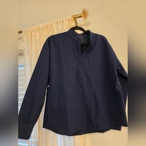 FIGS Navy Blue Womens Long Sleeve Scrub Top